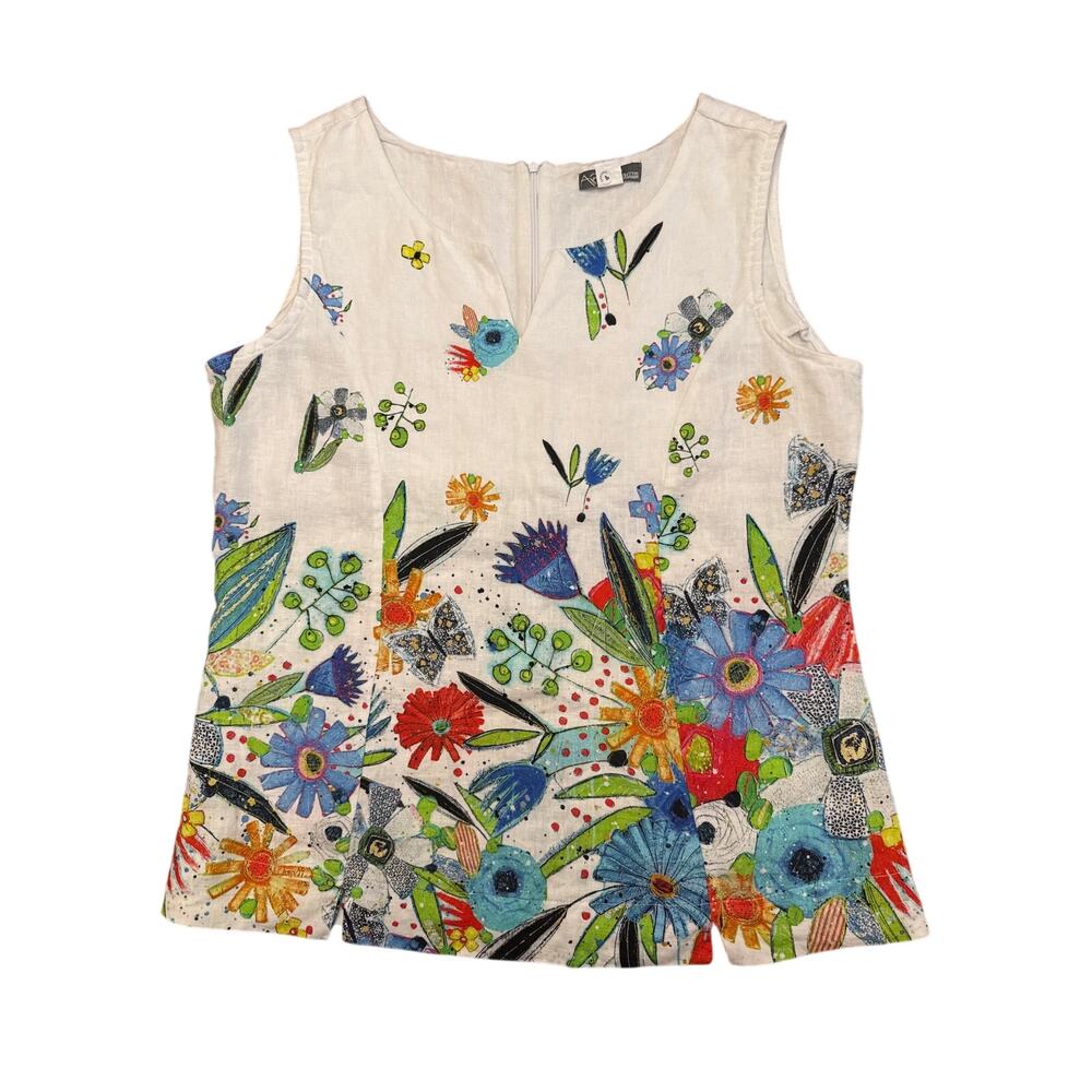 Simply Art by Dolcezza New Bouquet Coming Soon by Vigo Linen Floral Tank Medium - Picture 3 of 9